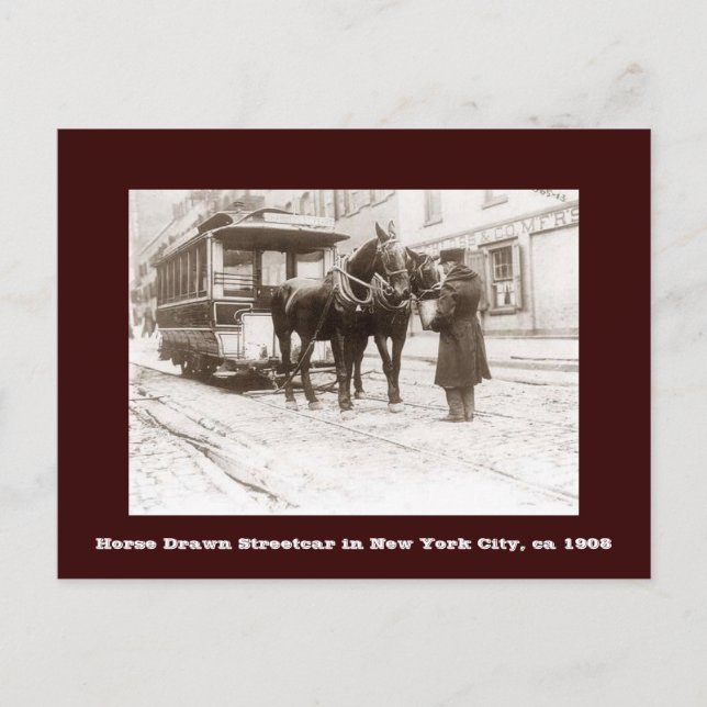 Carte Postale Cheval traîné Streetcar à New York (Devant)