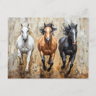 Carte Postale Cheval Trio Galloping Peinture