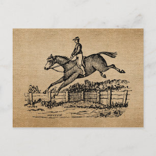 Carte Postale Cheval Vintage Burlap Jumping