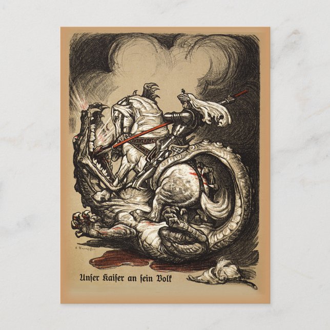 Carte Postale Chevalier contre Dragon (Devant)
