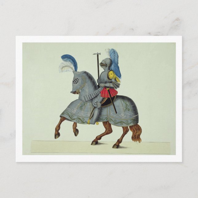 Carte Postale Chevalier et cheval en armure, assiette de 'A Hist (Devant)