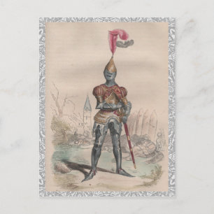 Carte Postale Chevalier français en dentelle d'armure pleine ass