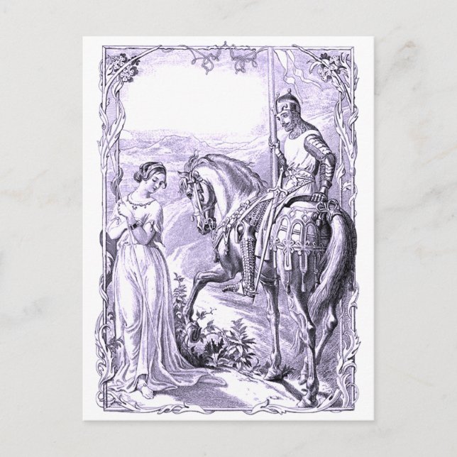 Carte Postale Chevalier médiéval et Dame (Devant)