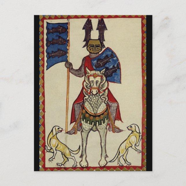 Carte Postale Chevalier médiéval face à l'avant (Devant)