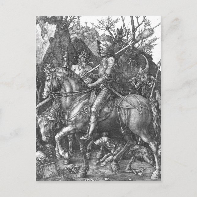 Carte Postale Chevalier, Mort et le Diable, 1513 (gravure) (Devant)