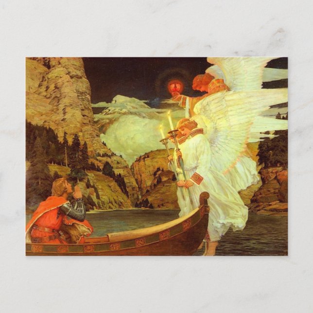 Carte Postale Chevalier Saint Graal Angels peinture (Devant)