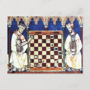 Carte Postale Chevaliers Templiers Jouer aux échecs (1283)