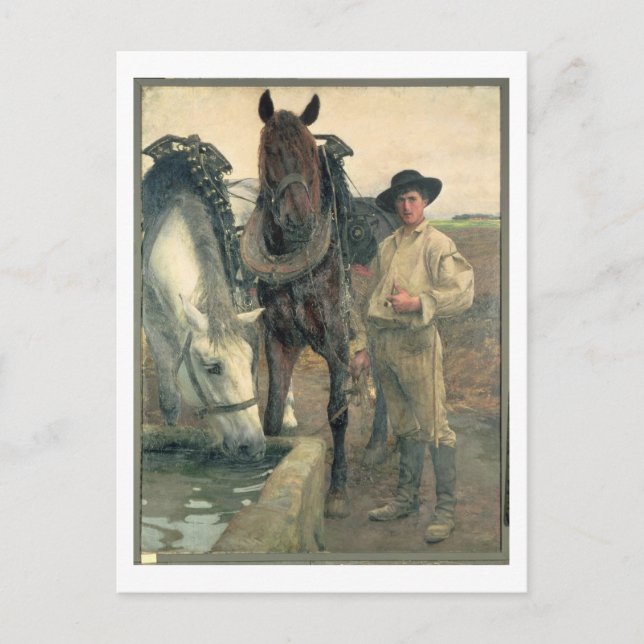 Carte Postale Chevaux à l'abreuvoir, 1884 (huile sur toile) (Devant)