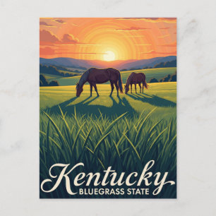 Carte Postale Chevaux à Lexington Kentucky Sunset