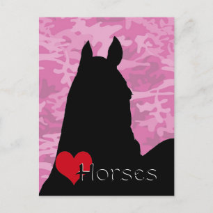 Carte Postale Chevaux de coeur I (camo rose)