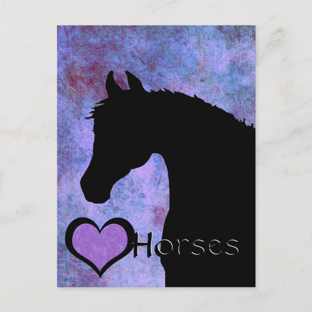 Carte Postale Chevaux de coeur III (violet/bleu) (Devant)