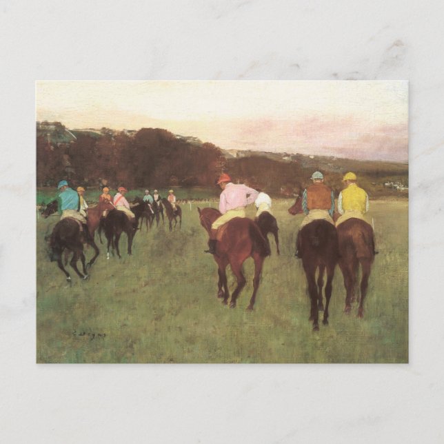 Carte Postale Chevaux de course à Longchamp par Edgar Degas (Devant)