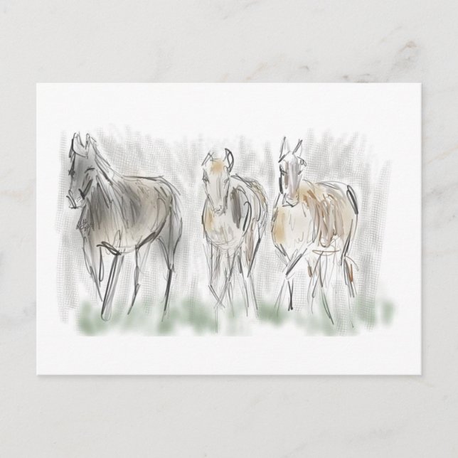 Carte Postale Chevaux de course Abstraits (Devant)