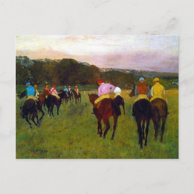 Carte Postale Chevaux de course Edgar Degas à Longchamp (Devant)