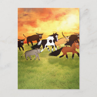 Carte Postale Chevaux de dessin avec Bull's