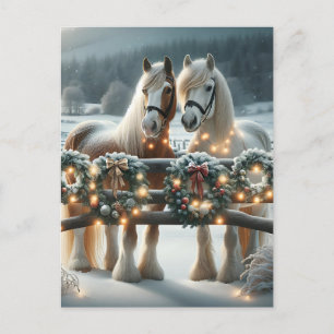Carte Postale Chevaux de fête et lumières de Noël Personnalisé