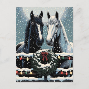 Carte Postale Chevaux de fête Joyeux Noël