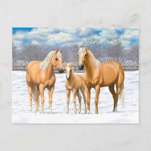 Carte Postale Chevaux Du Quartier Palomino En Neige