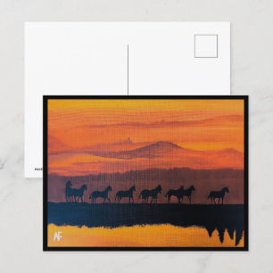 Carte Postale Chevaux sauvages du Montana Peinture d'Alfred Fox