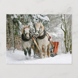 Carte Postale Chevaux Transporteurs d'hiver Diapositive Passage
