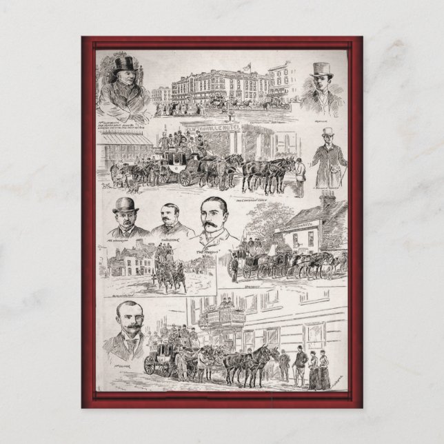 Carte Postale Chevaux vintages au travail (Devant)