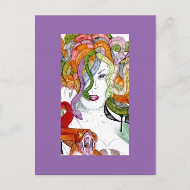 Carte Postale Cheveux de serpent Medusa Peinture mythique grecqu (Devant)