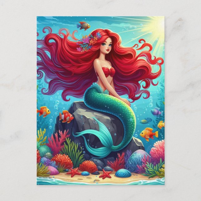 Carte Postale Cheveux rouges de sirène (Devant)