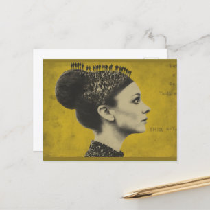 Carte Postale Cheveux Surréaliste Avec Des Personnes Minuscules