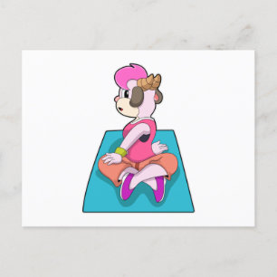 Carte Postale Chèvre au Yoga sur tapis de Yoga