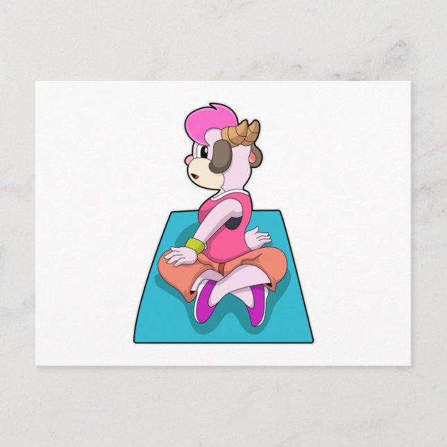 Carte Postale Chèvre au Yoga sur tapis de Yoga (Devant)