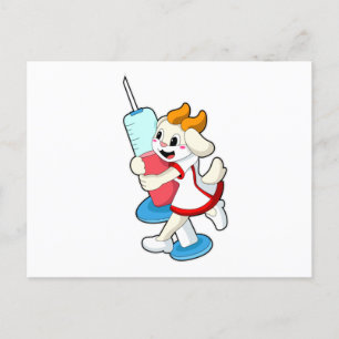 Carte Postale Chèvre comme infirmière à la vaccination avec seri