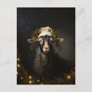 Carte Postale Chèvre de Noël Lumière de Noël