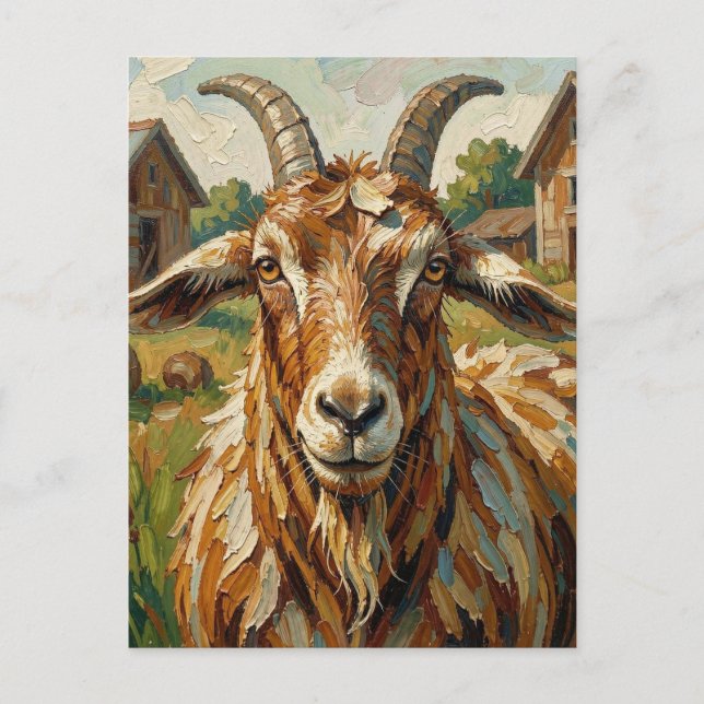 Carte Postale Chèvre Impasto dans une ferme Art (Devant)