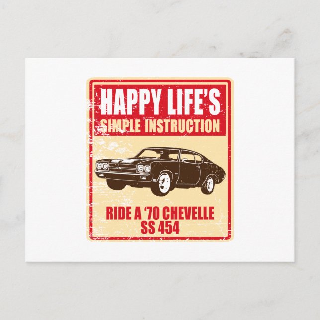 Carte Postale Chevrolet Chevelle SS 454 1970 (Devant)