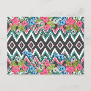 Carte Postale chevron cool Ikat tribal Aztec tropical floral