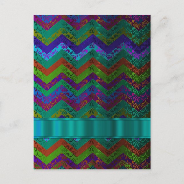 Carte Postale chevron damassé coloré (Devant)