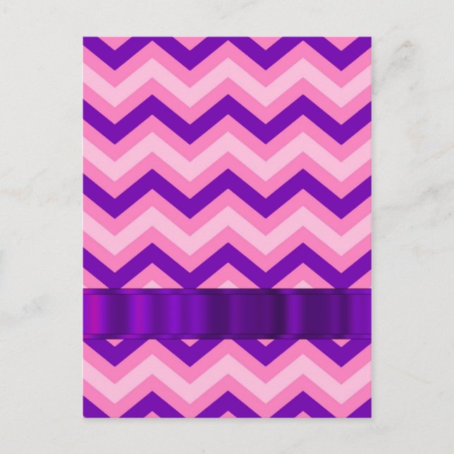 Carte Postale chevron rose et violet (Devant)