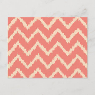 Carte Postale Chevrons Ikat - Corail orange et pêche