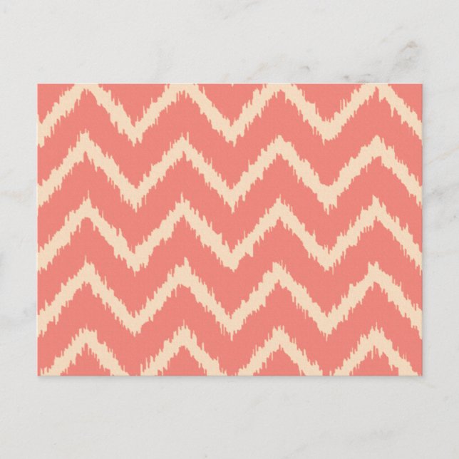 Carte Postale Chevrons Ikat - Corail orange et pêche (Devant)
