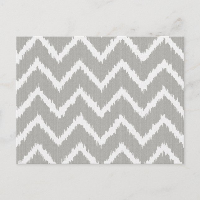 Carte Postale Chevrons Ikat - Gris argent et blanc (Devant)