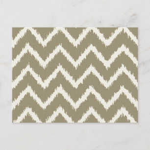 Carte Postale Chevrons Ikat - Taupe brun clair et beige