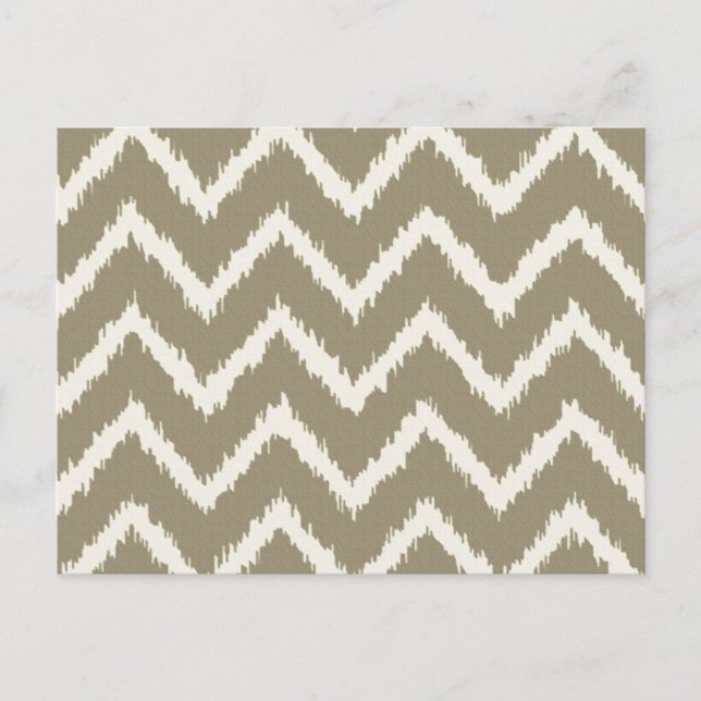Carte Postale Chevrons Ikat - Taupe brun clair et beige (Devant)
