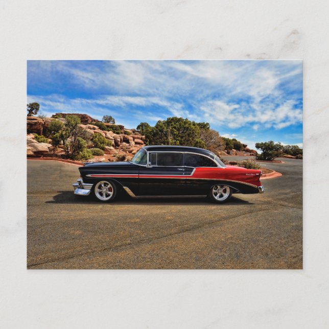 Carte Postale chevy bel air street rod 1956 (Devant)