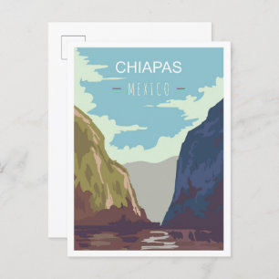 Carte Postale Chiapas Mexique Vintage voyage d'art Illustration
