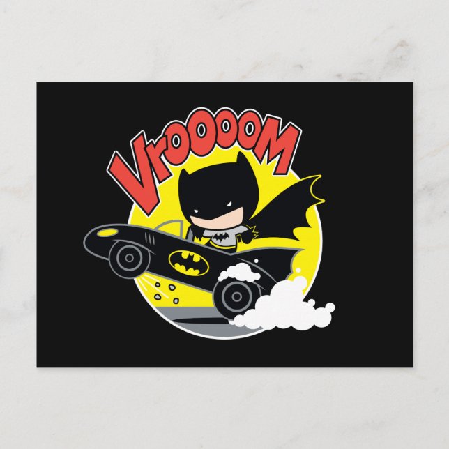 Carte Postale Chibi Batman Dans Le Batmobile (Devant)