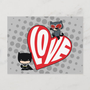 Carte Postale Chibi Catwoman rebondit sur Batman