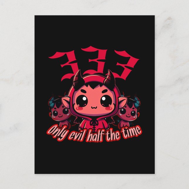 Carte Postale Chibi Devil - 333 Seulement le mal moitié du temps (Devant)