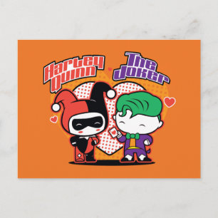Carte Postale Chibi Harley Quinn & Chibi Joker Coeurs