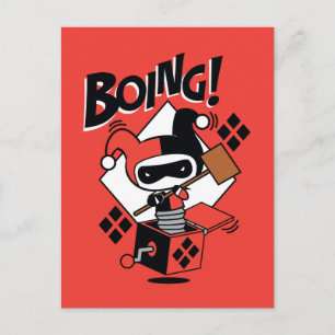 Carte Postale Chibi Harley-Quinn-In-A-Box Avec Marteau