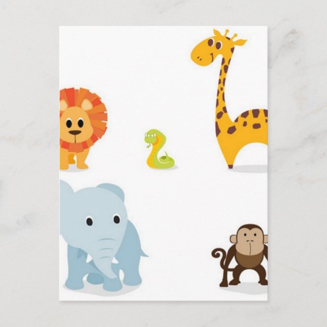 Carte Postale Chibi Jungle Animaux design (Devant)
